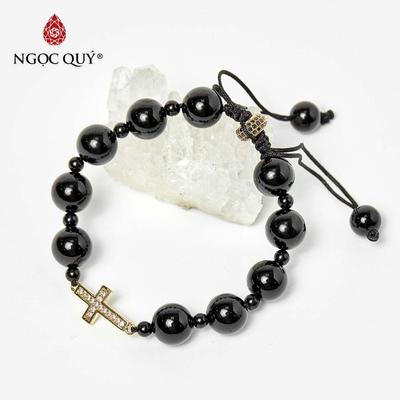 Vòng tay đá Obsidian tự nhiên phối charm - Mẫu VC0738 - Ngọc Quý