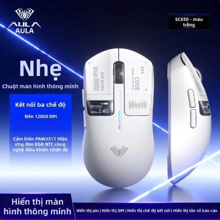 [Mã Giảm Giá] Chuột Gaming Aula SC650 - 3 Mode, Có Màn Hình Đa Nhiệm, Polling Rate 1000Hz, Siêu Nhẹ | BigBuy360 - bigbuy360.vn