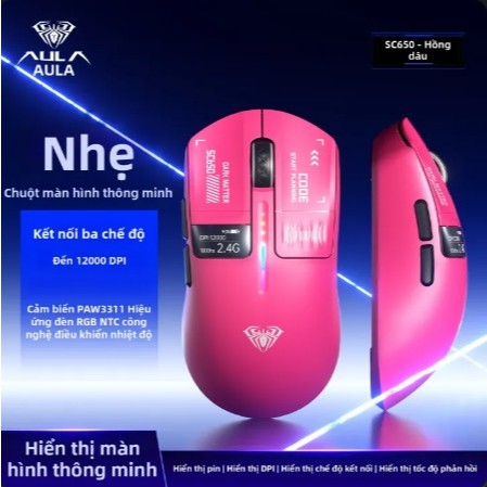 [Mã Giảm Giá] Chuột Gaming Aula SC650 - 3 Mode, Có Màn Hình Đa Nhiệm, Polling Rate 1000Hz, Siêu Nhẹ | BigBuy360 - bigbuy360.vn