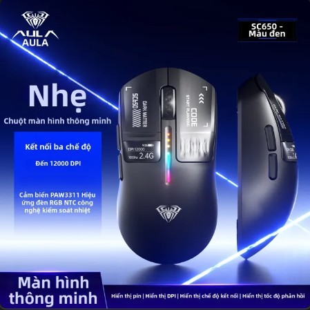 [Mã Giảm Giá] Chuột Gaming Aula SC650 - 3 Mode, Có Màn Hình Đa Nhiệm, Polling Rate 1000Hz, Siêu Nhẹ | BigBuy360 - bigbuy360.vn