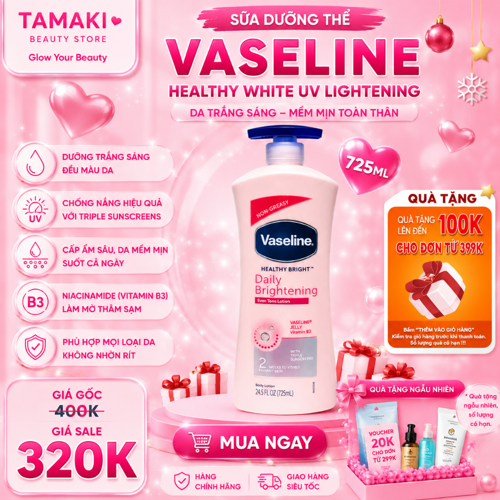 Sữa Dưỡng Thể Vaseline Healthy White UV Lightening Body Lotion Bản Mỹ 725ml