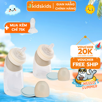 Bình Sữa Silicone Kháng Khuẩn bébémarc - An Toàn, Tự Nhiên (size 120ml, 240ml) - Được mua kèm 01 Thìa Bình Silicone