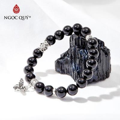Vòng tay đá Obsidian tự nhiên phối charm - Mẫu VC0726 - Ngọc Quý
