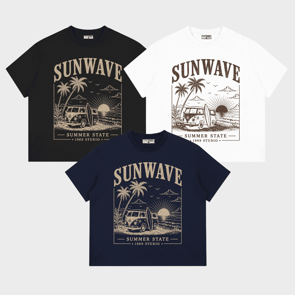 Áo Thun Boxy SUNWAVE 1969STUDIO Áo Phông Unisex Top Menswear Cổ Tròn - BX16