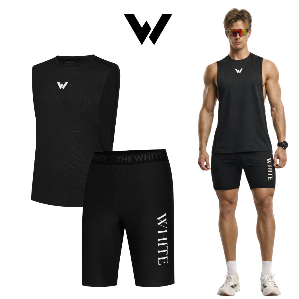 Set Đồ Thể Thao The White - Áo Tank Hở Sườn Training Comfort và Quần Bó Cơ Phù Hợp Cho Mọi Môn Thể T