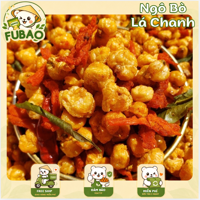 Bắp Sấy Khô Bò Lá Chanh - Ngô Giòn Xóc Bò Lá Chanh 500g - Ăn Vặt FUBAO