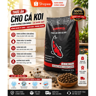 VINAKOI 5KG Thức Ăn Cho Cá Koi Cao Cấp Cá Lớn Nhanh Body To Đẹp Màu Không Váng Dầu Không Đục Nước