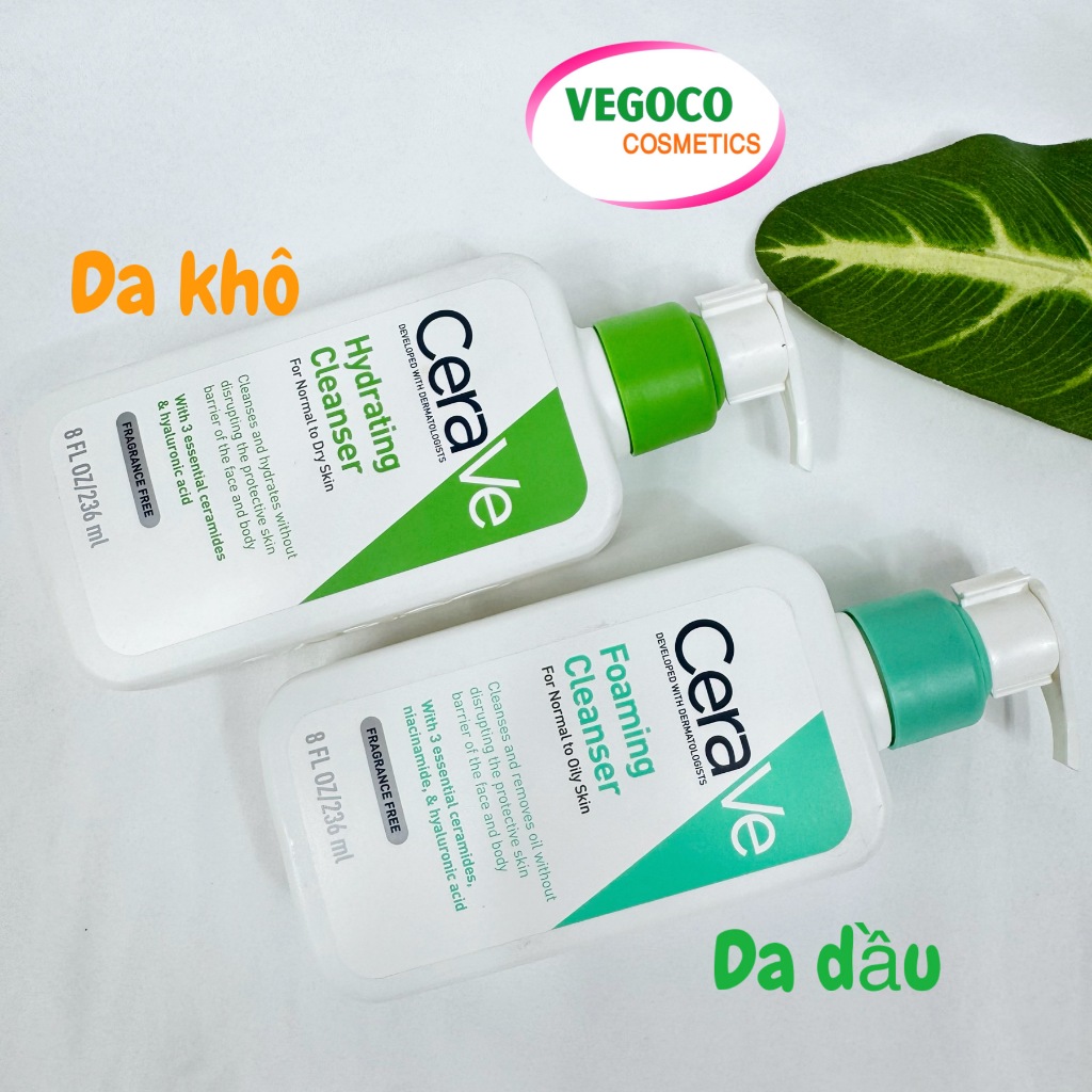 Sữa rửa mặt Cerave Foaming Cleanser, Cerave Hydrating Cleanser chính hãng dành cho mọi loại da 236ml