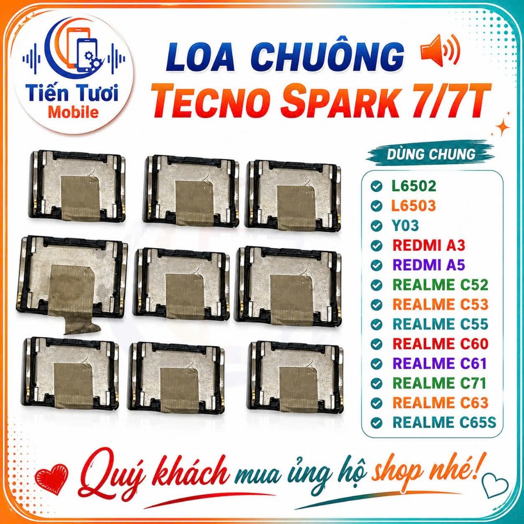 Loa chuông Spark 7/7T,l6502,l6503,Y03/redmi a3/redmi a5/realme c52/c53/c55/c60/c61/c71/c63/c65s