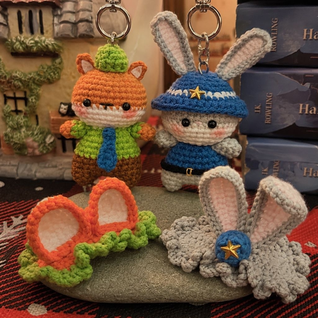 [THỎ JUDY & CÁO NICK] MÓC KHÓA LEN / KẸP LEN HANDMADE THỎ JUDY & CÁO NICK - ẢNH SHOP CHỤP