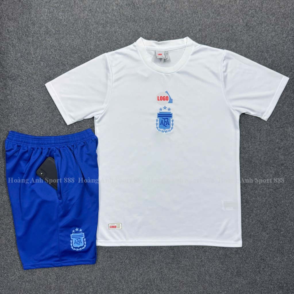 Bộ Quần Áo Bóng Đá Thời Trang Đội Tuyển Argentina Quần Có Túi- Vải Polyester Thái Gai Lưới