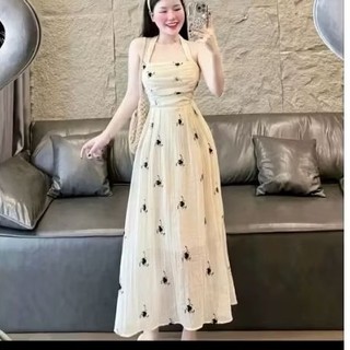 BIGSIZE 60_110KG ĐẦM YẾM IN HOA NHÚN NGỰC THUN CHỈ SAU LƯNG DÁNG DÀI