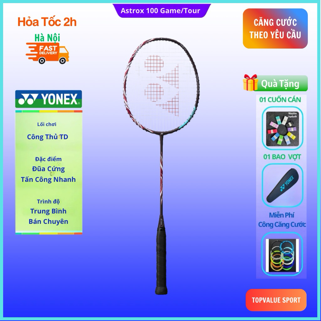✅【Tặng Cước Yonex BG6+3 Phụ Kiện】 Vợt cầu lông Yonex Astrox 100 Game / Tour chính hãng, căng cước th