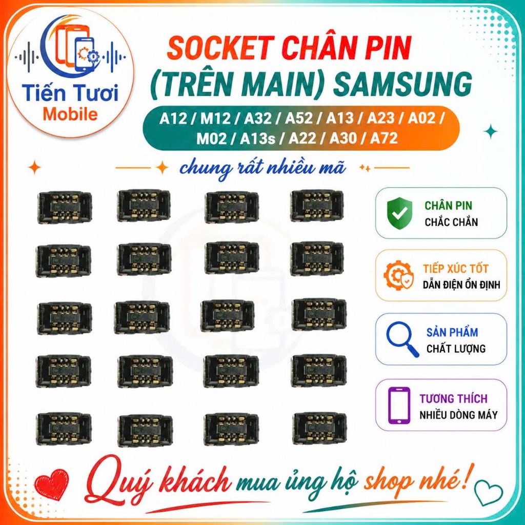 socket pin (trên main) Samsung A12 /M12 / A32 / A52 / A13 / A23 / A02 / M02 / A13s / A22 / A30 / A72
