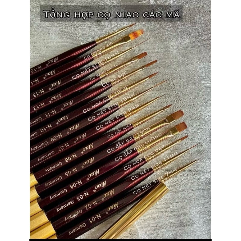 Cọ Niao nail vẽ móng đủ bộ chuyên nghiệp, Bộ cọ Niao Germany lông chồn cao cấp - Nails
