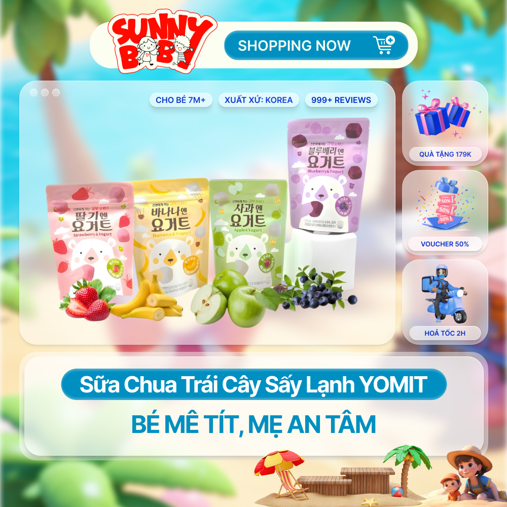[HÀN QUỐC] Sữa Chua Trái Cây Sấy Lạnh YOMIT - Dinh Dưỡng Vàng, Bé Mê Tít, Mẹ An Tâm