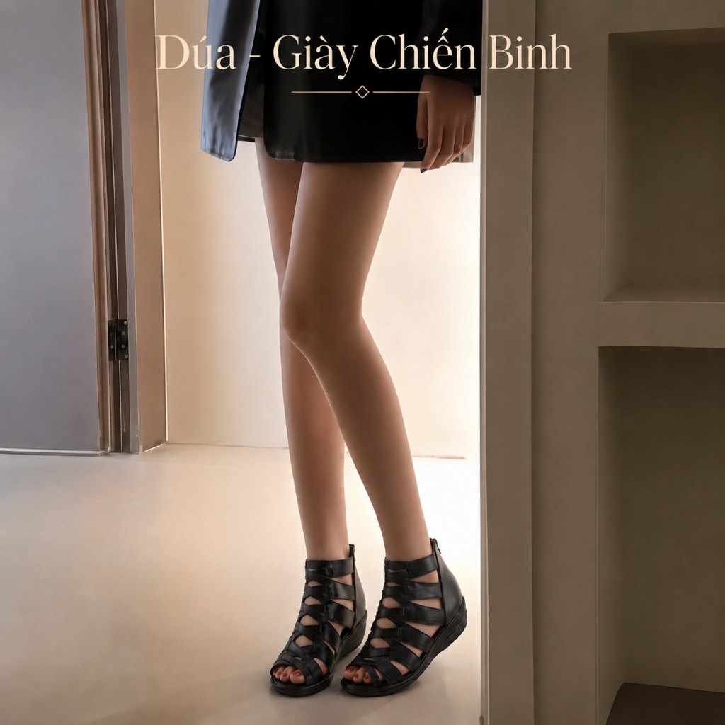 Giày Sandal Chiến Binh Xương Cá Cao Cấp, Chính Hãng RUSHIMAN, N90, Đế Cao 3 Phân, Boot Nữ, Sandal Nữ
