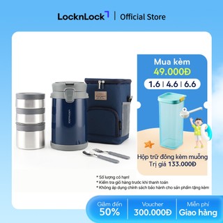 Bộ hộp cơm giữ nhiệt kèm muỗng nĩa lock&lock easy carry 2.0l lhc8039