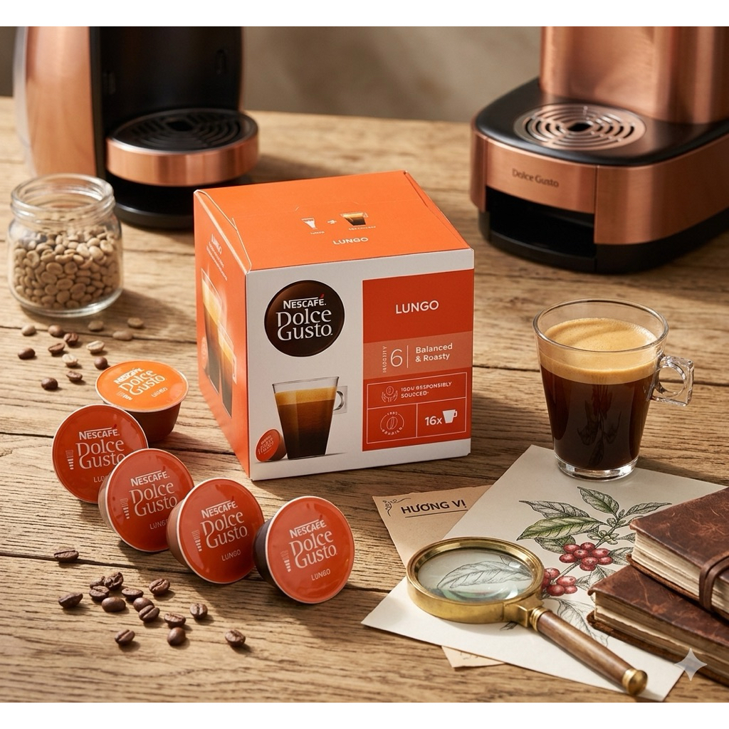 (Dành cho máy Dolce Gusto) - Cà phê viên nén Nescafé Dolce Gusto vị Lungo