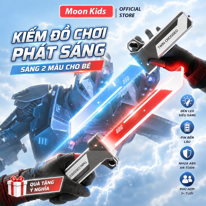 Kiếm Đồ Chơi Phát Sáng LED Cho Bé – 2 Kiếm Ghép Thành Kiếm Đôi Siêu Ngầu
