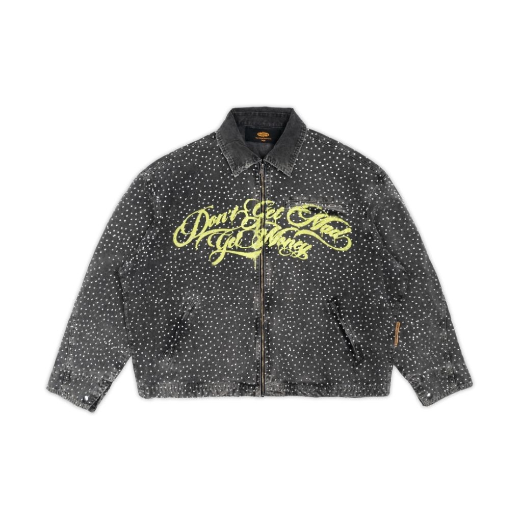 [SMAKER] Áo khoác nam nữ Local Brand, chất canvas  wash xám  Unisex-SWAROVKI "DONT GET MAD" WORKWEAR