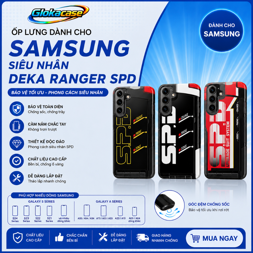 GLOKA Ốp lưng Samsung siêu nhân Deka Ranger SPD License thiết kế chắc chắn 2 lớp bảo vệ chống va đập