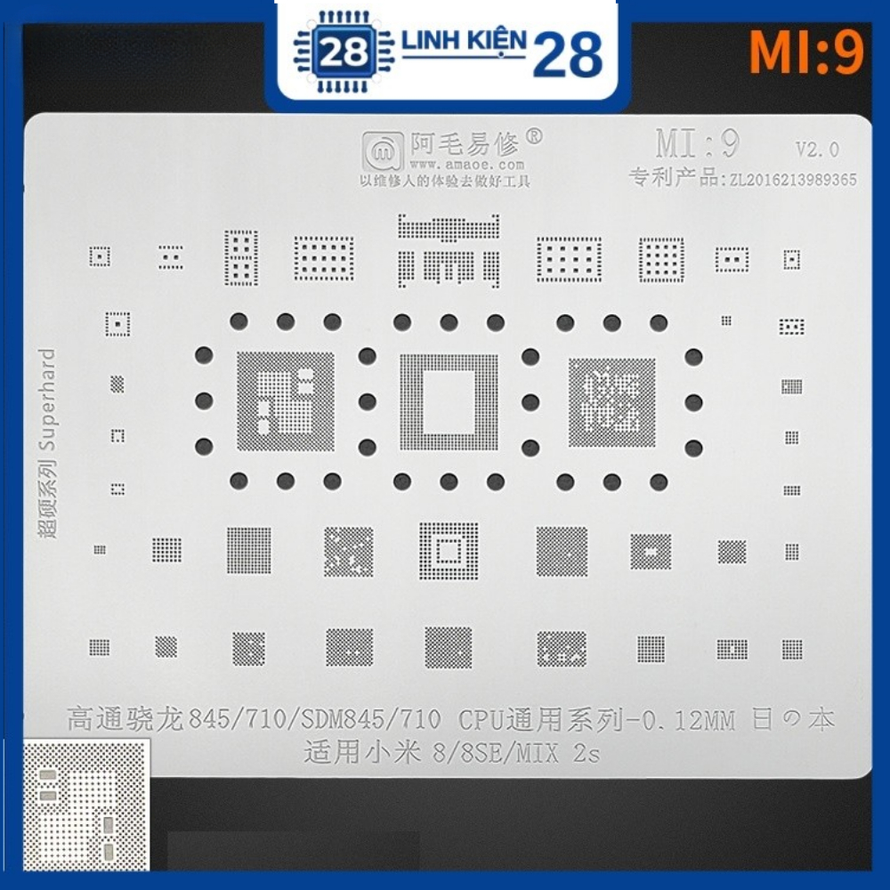 Vỉ MI9 làm chân CPU SDM845/ Snapdragon 710 hỗ trợ các máy Xiaomi 8/8Se/ MIX 2s. linhkien_28