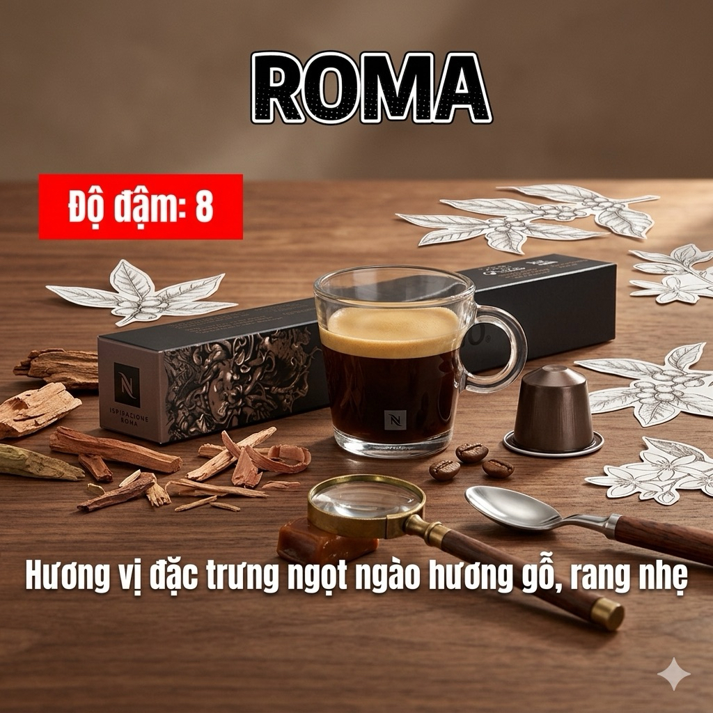 (Dành cho máy Nespresso) Cà phê viên nén Nespresso Ispirazione ROMA - Hộp 10 viên
