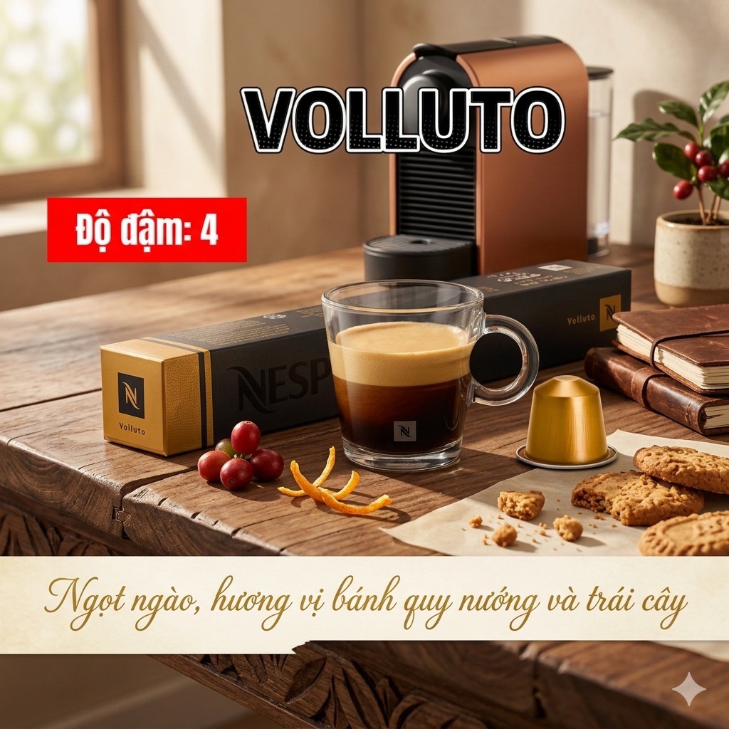 (Dành cho máy Nespresso) Cà phê viên nén Nespresso vị VOLLUTO - Hộp 10 viên