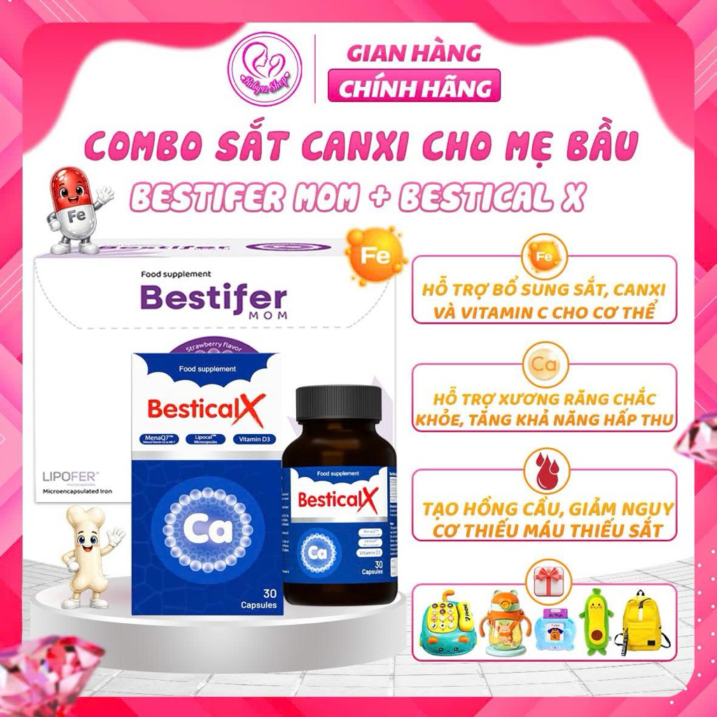 Combo sắt Bestifer và canxi Bestical X dành cho mẹ bầu, trẻ dậy thì