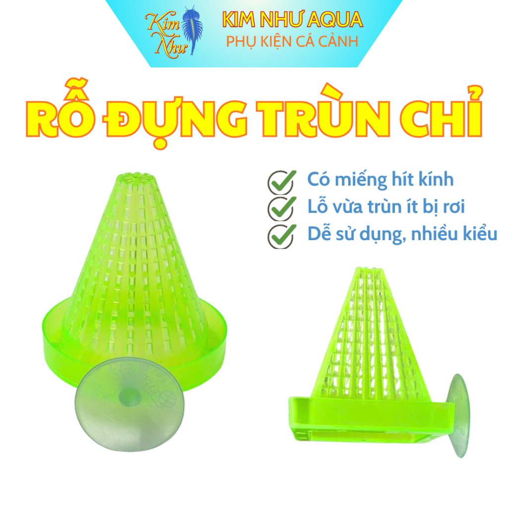 Rổ Đựng Trùn Chỉ Cho Cá Có Giác Hút | Phễu Đựng Trùn Chỉ Gắn Kính Hồ Cá