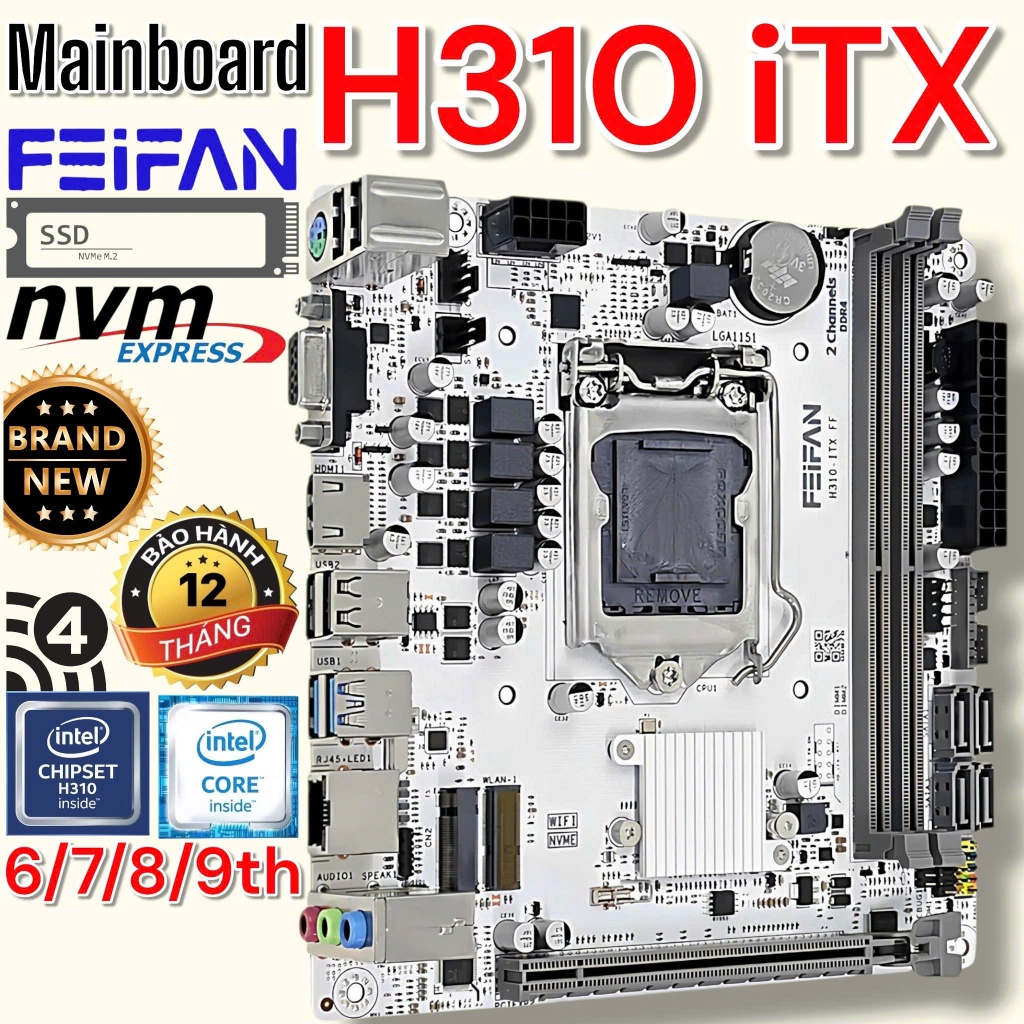 Mainboard H310 iTX/M2/WiFi - Mới 100% - Rẻ Nhất Sàn - BH 12Th - Có Khe M2 NVMe - Bo Mạch Chủ