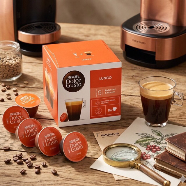 (Dành cho máy Dolce Gusto) - Cà phê viên nén Nescafé Dolce Gusto vị Lungo