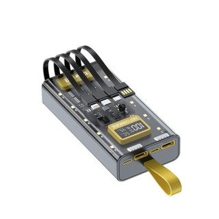 Box Vỏ Mạch Sạc Dự Phòng Trong Suốt Chứa 2 Cell Pin Lipo 20000mAh Kèm 4 Dây Cáp Sạc Màn Hình Led Đèn Pin 4 Chế Độ Sáng