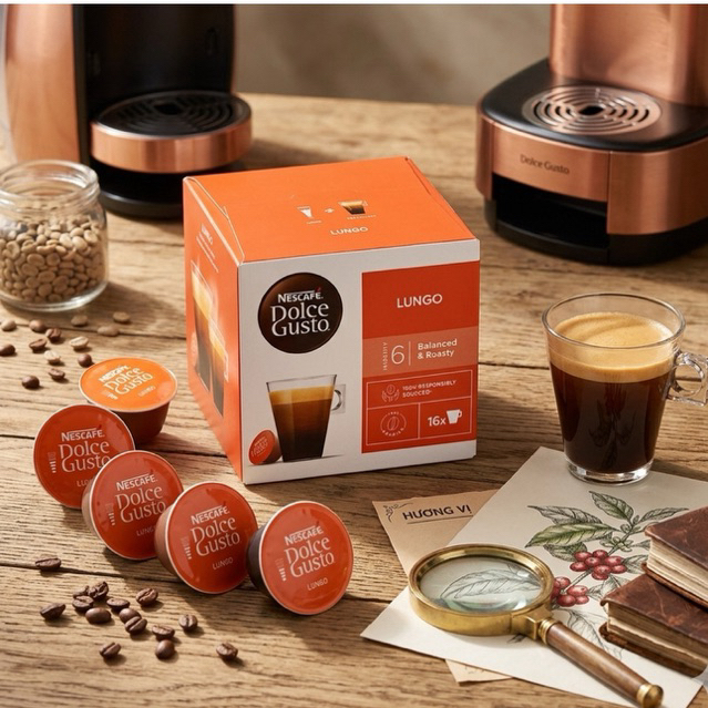 (Dành cho máy Dolce Gusto) - Cà phê viên nén Nescafé Dolce Gusto vị Lungo