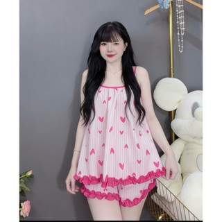 Đồ bộ lụa dễ thương có túi quần,phối bèo màu đẹp