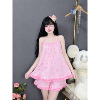 Đồ bộ lụa dễ thương có túi quần,phối bèo màu đẹp