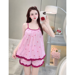 Đồ bộ lụa dễ thương có túi quần,phối bèo màu đẹp