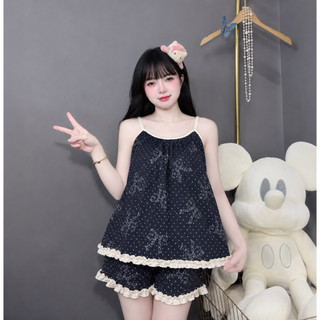 Đồ bộ lụa dễ thương có túi quần,phối bèo màu đẹp