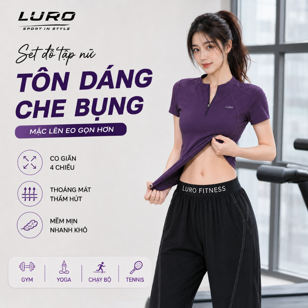 S1076N — Set đồ tập nữ áo thể thao & quần jogger