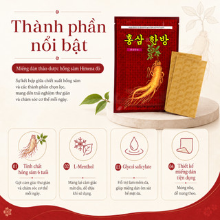 Cao Dán Hồng Sâm Himena Đỏ Hàn Quốc 20 Miếng