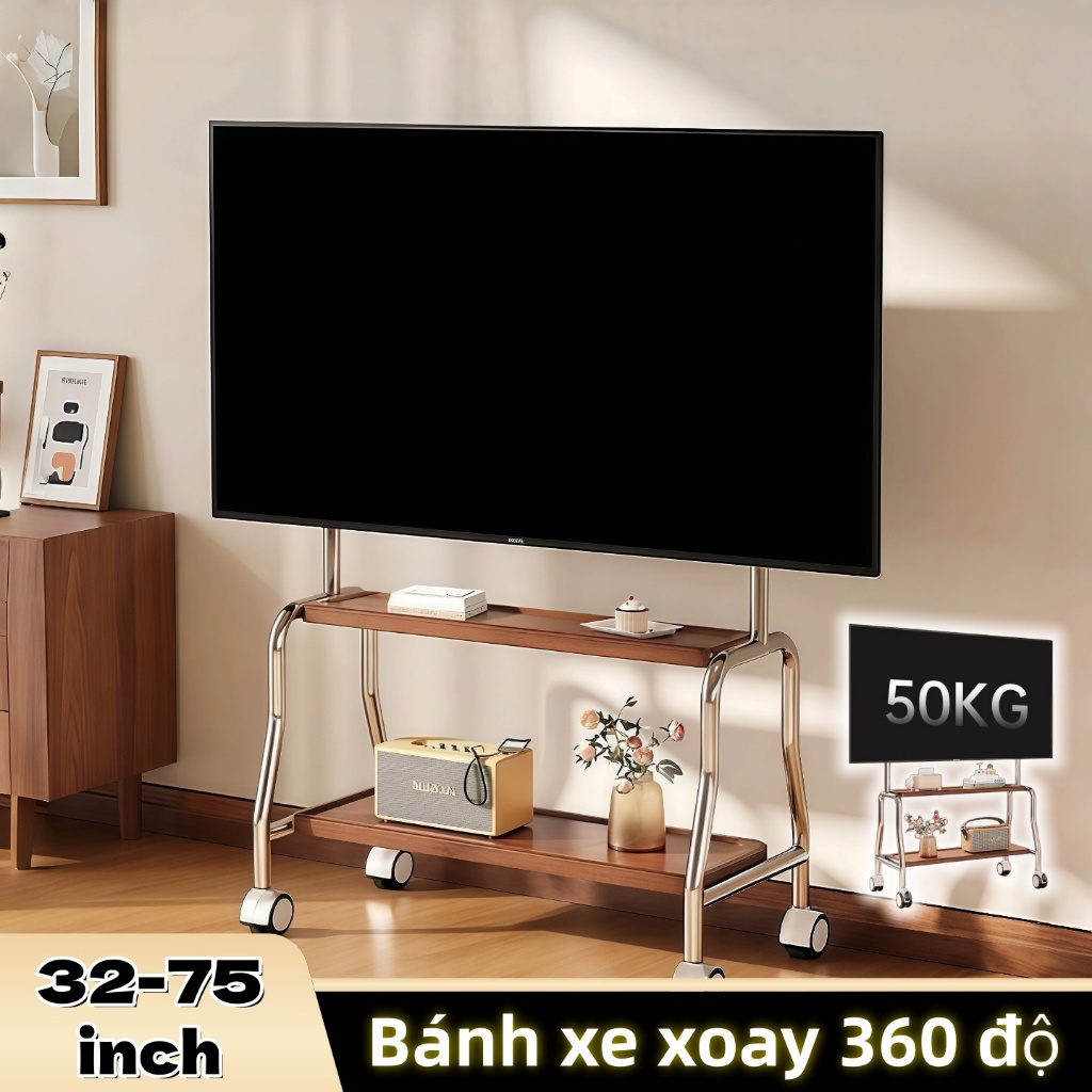 55 inch Giá Treo Tivi Di Động giá đỡ nghệ thuật bằng gỗ Kệ Treo Tivi Đứng Chân Đế Vững Lắc Cho Tivi 