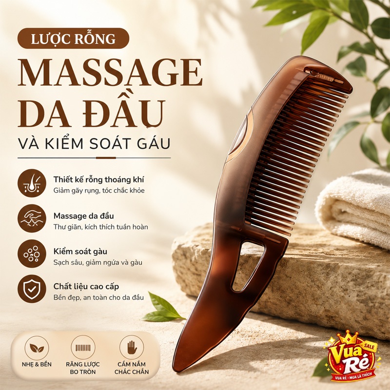 Lược Massage Da Đầu Kiểm Soát Dầu, Lược Rỗng Để Kiểm Soát Dầu Và Loại Bỏ Gàu, Lược Massage
