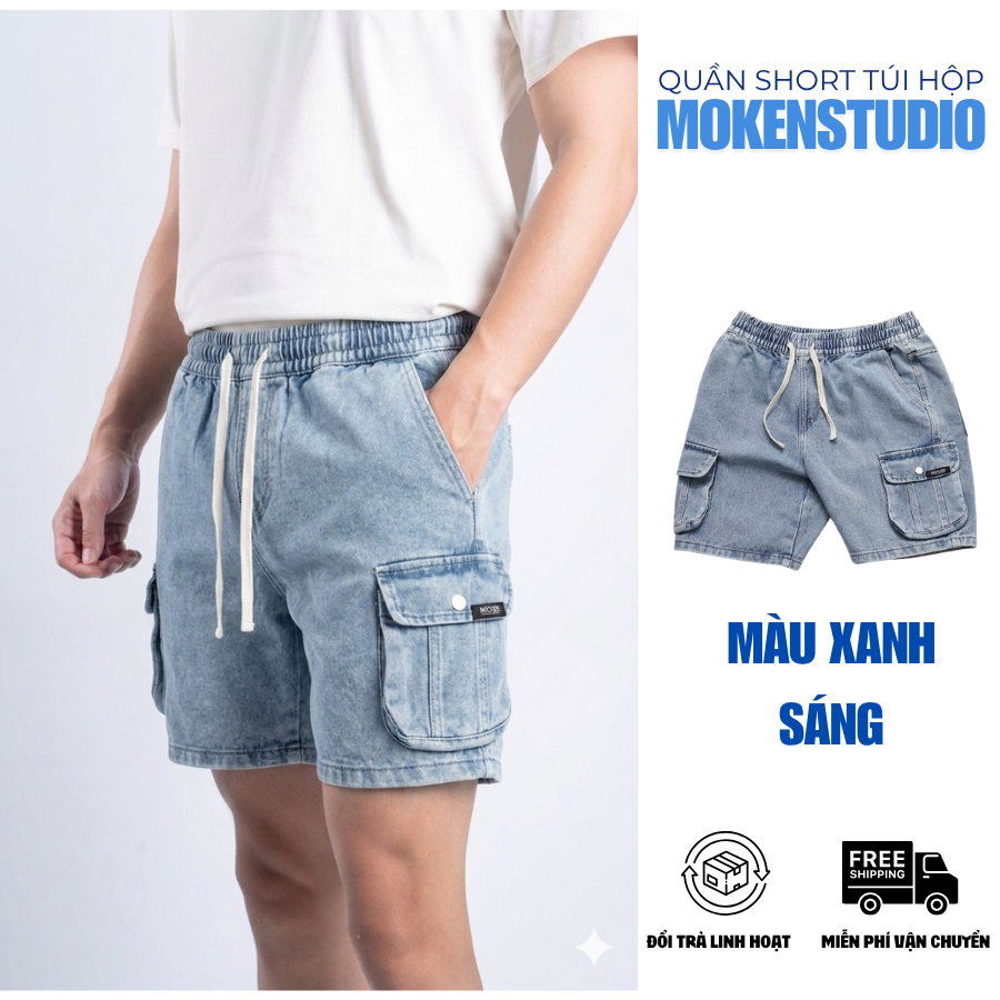 Quần short jeans nam moken M08