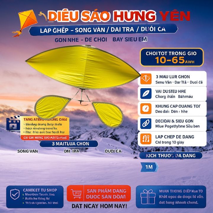 Combo đã lên khung cái + áo để làm diều song vân , đuôi cá , đại trà cho diều sáo 1m - nvt01
