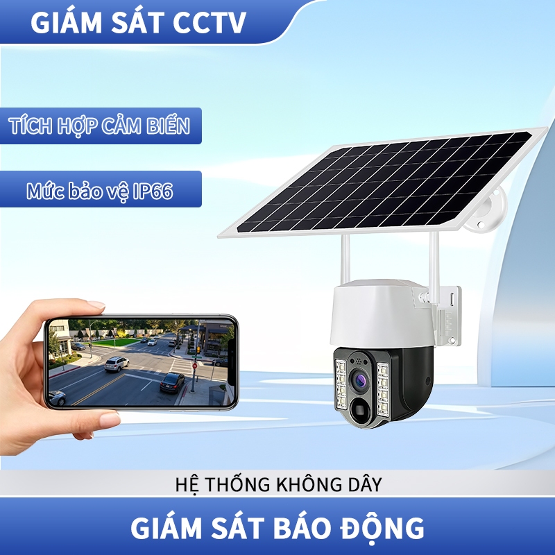 Camera Năng Lượng Mặt Trời V380 Pro 4G IP66 Theo Dõi Người Bảo Hành 2 Năm