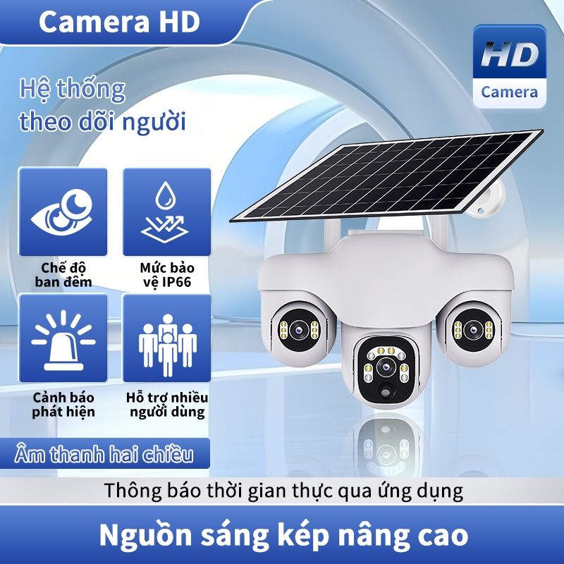 Camera 4G Năng lượng mặt trời camera ngoài trời camera 360 độ, đàm thoại 2 chiều, Báo Động Chuyển Độ