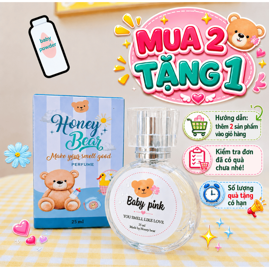 Nước hoa Honeybear mùi hương phấn em bé nhẹ nhàng đáng yêu 25ml