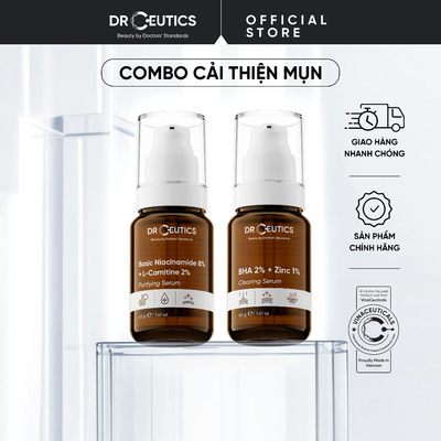 DRCEUTICS Chu Trình Cải Thiện Mụn Tối Giản BHA 2%+ Zinc 1% 40g+ Basic Niacinamide 8%+ L-Carnitine 2% Purifying Serum 40g