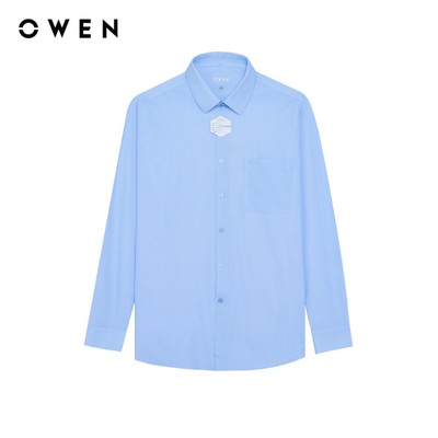 Owen - Áo sơ mi dài tay Regular Fit AR260048DT màu Xanh nhạt chất liệu Knit cao cấp